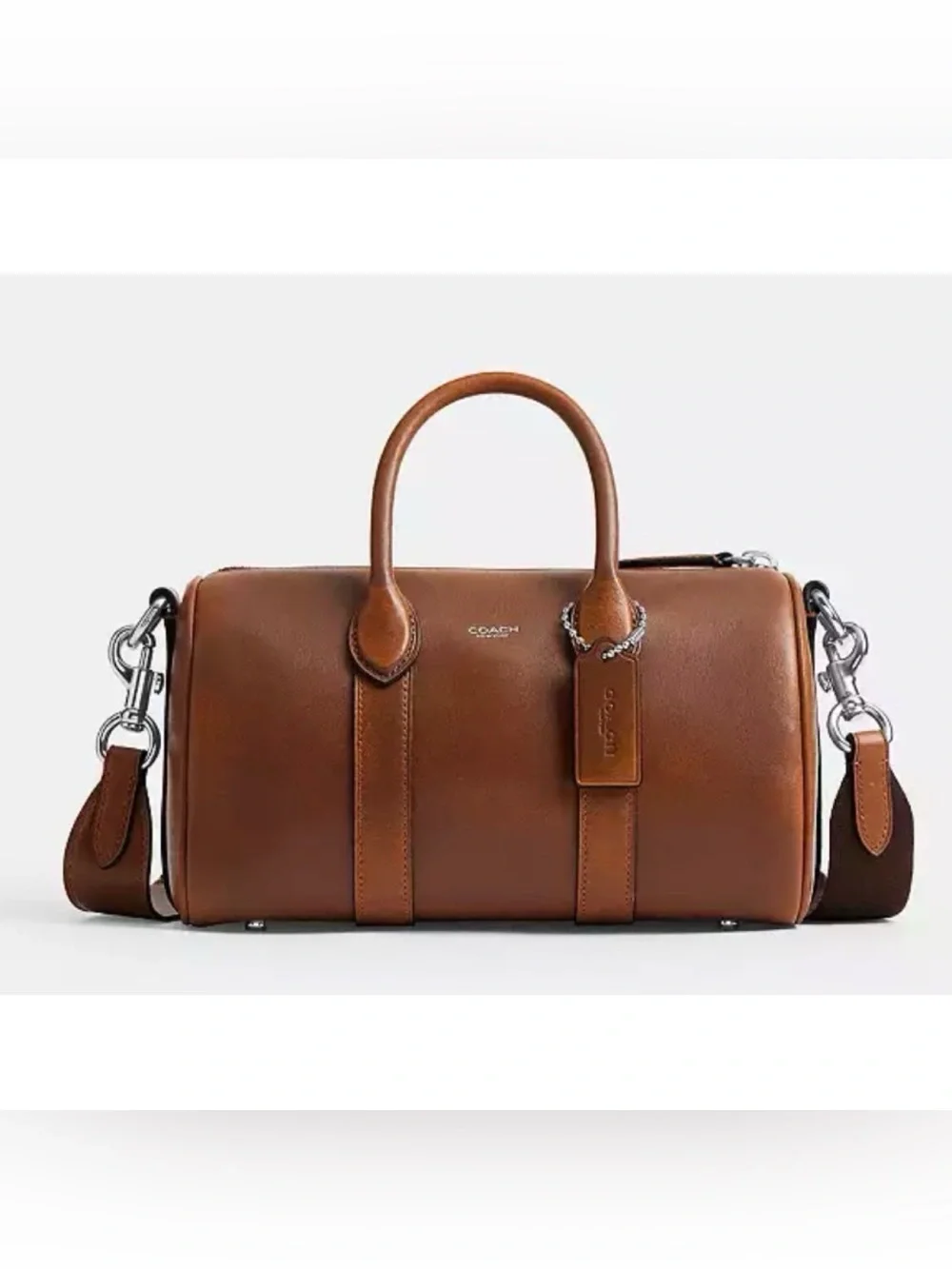 COACH Compass Bag 25 In Loved Leather, SADDLE/BURNT SIENNA